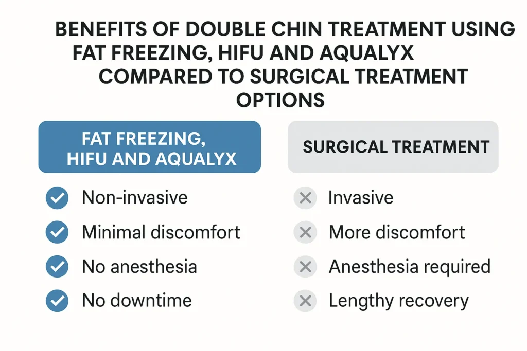 Graphic about the benefits of double chin treatment Bradford - from LA LIPO