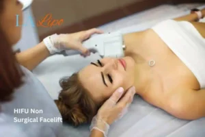 Woman having Hi-Fu to reduce wrinkles Bradford.