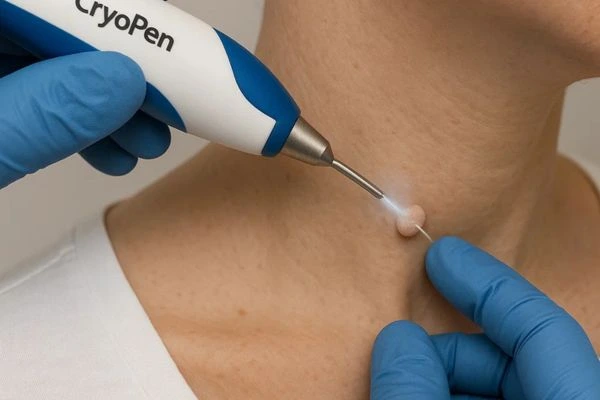 Person receiving Cryotherapy skin tag removal Bradford